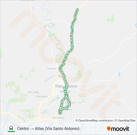 Mapa da linha 301 GRALHA AZUL / ATLAS (CENTRO) EXTRA de ônibus