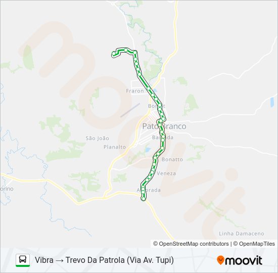 Mapa da linha 206 CENTRO / VIBRA (PARQUE INDUSTRIAL 03) de ônibus