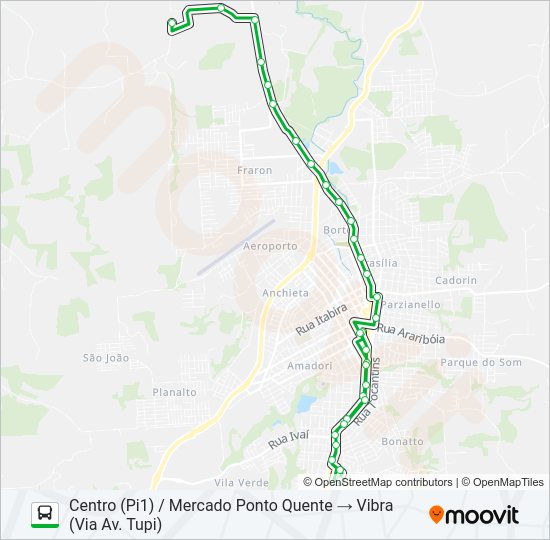 Mapa da linha 206 CENTRO / VIBRA (PARQUE INDUSTRIAL 03) de ônibus