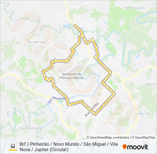 Mapa da linha 014 INTERBAIRROS de ônibus
