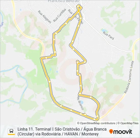 11 SÃO CRISTÓVÃO Bus Line Map
