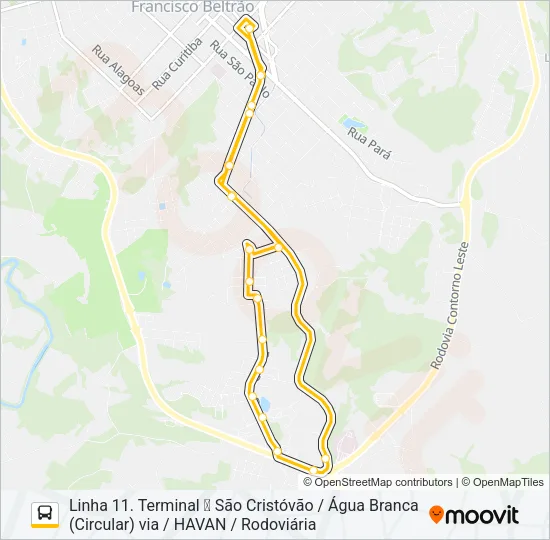 11 SÃO CRISTÓVÃO Bus Line Map