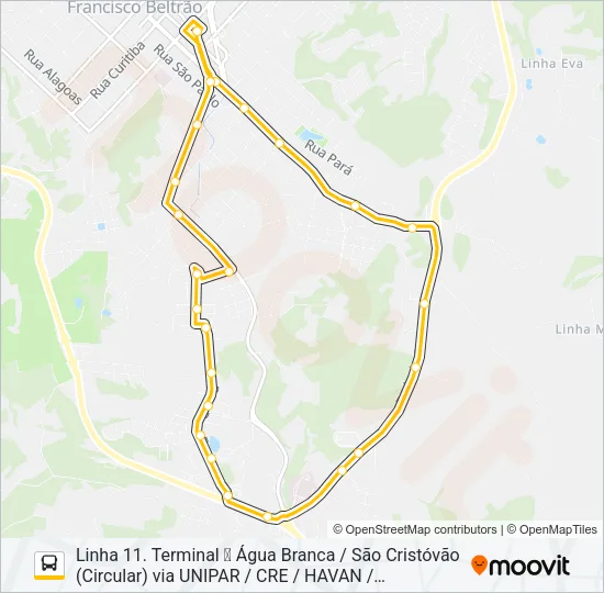 11 SÃO CRISTÓVÃO Bus Line Map