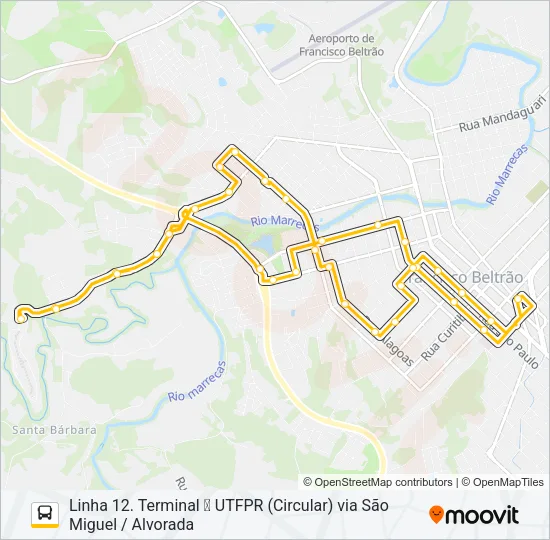 12 UTFPR / SÃO MIGUEL Bus Line Map