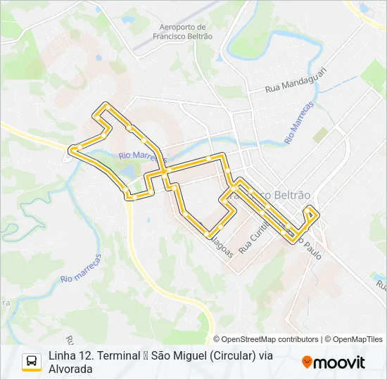 12 UTFPR / SÃO MIGUEL Bus Line Map