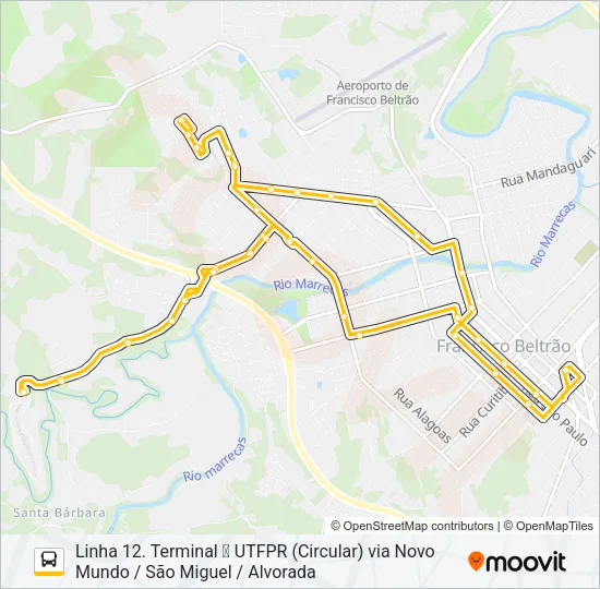 12 UTFPR / SÃO MIGUEL Bus Line Map