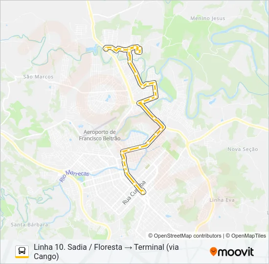 10 SADIA / JARDIM FLORESTA Bus Line Map