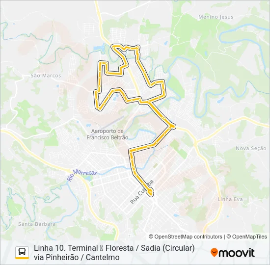 10 SADIA / JARDIM FLORESTA Bus Line Map