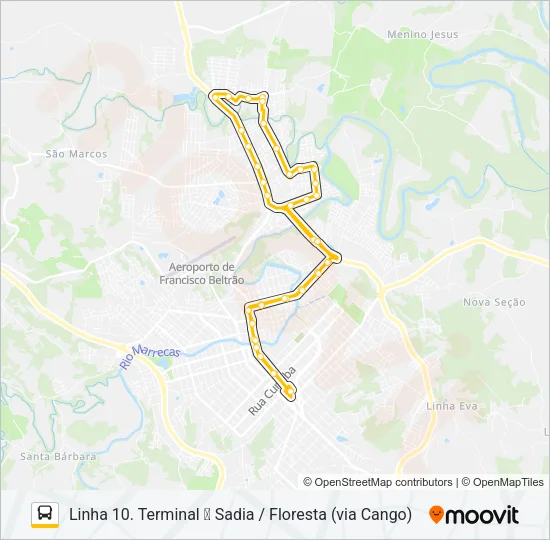 10 SADIA / JARDIM FLORESTA Bus Line Map