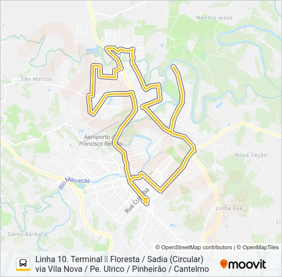 10 SADIA / JARDIM FLORESTA Bus Line Map