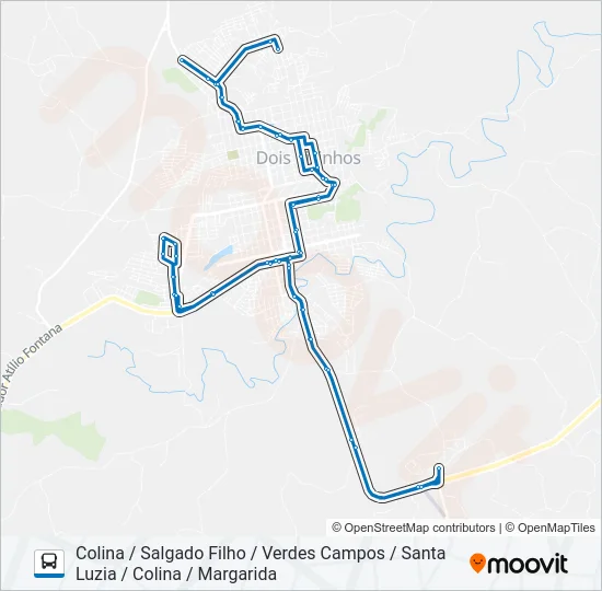 DV01 JARDIM DA COLINA / SANTA LUZIA Bus Line Map