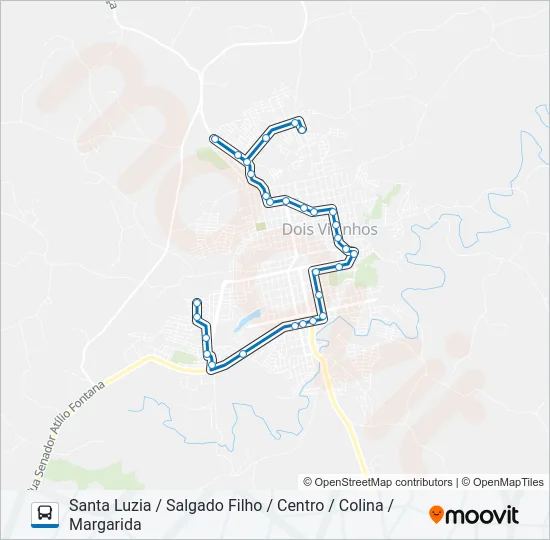 DV01 JARDIM DA COLINA / SANTA LUZIA Bus Line Map