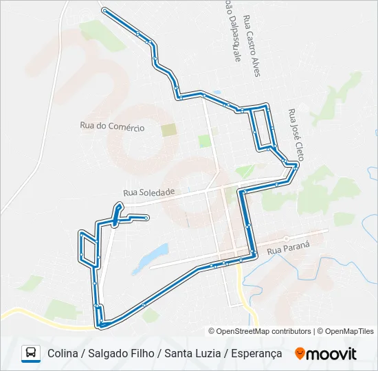 DV01 JARDIM DA COLINA / SANTA LUZIA Bus Line Map