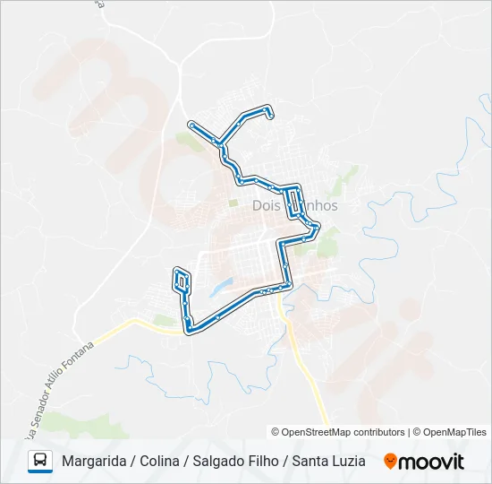 DV01 JARDIM DA COLINA / SANTA LUZIA Bus Line Map