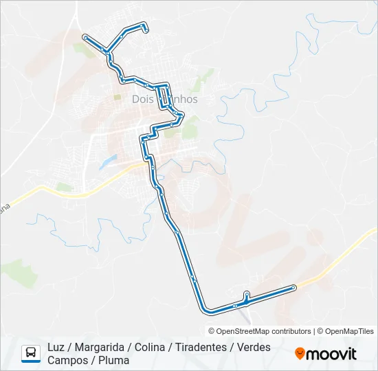 DV01 JARDIM DA COLINA / SANTA LUZIA Bus Line Map
