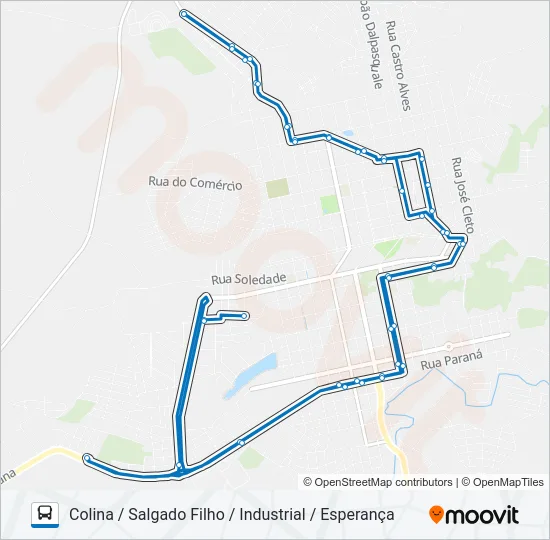 DV01 JARDIM DA COLINA / SANTA LUZIA Bus Line Map