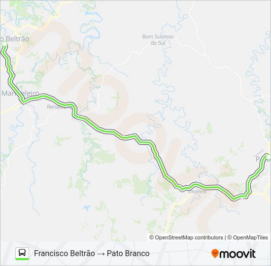 Mapa da linha 1448-500 PATO BRANCO / FRANCISCO BELTRÃO de ônibus