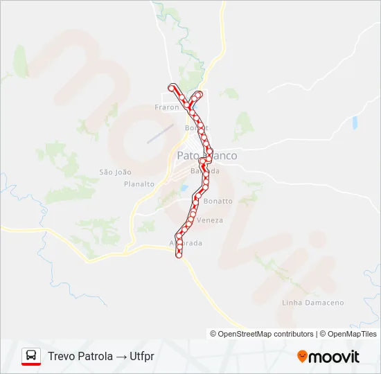 102 AVENIDA TUPI / UTFPR Bus Line Map