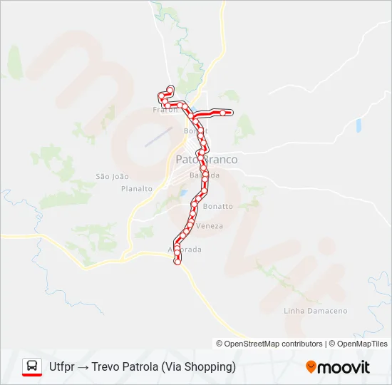 102 AVENIDA TUPI / UTFPR Bus Line Map