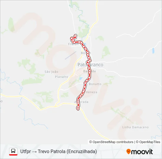 102 AVENIDA TUPI / UTFPR Bus Line Map