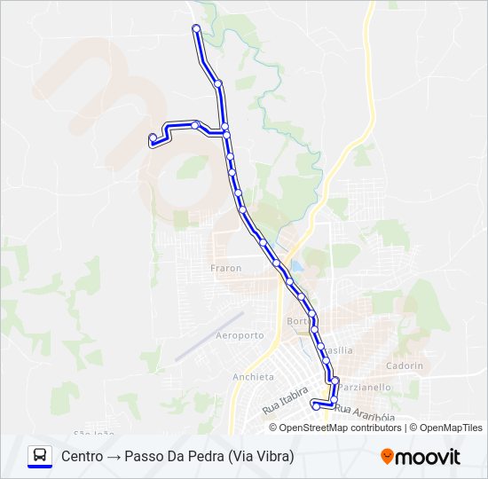 Mapa da linha 109 PASSO DA PEDRA / CENTRO de ônibus