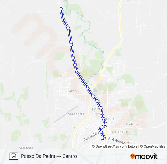 109 PASSO DA PEDRA / CENTRO Bus Line Map