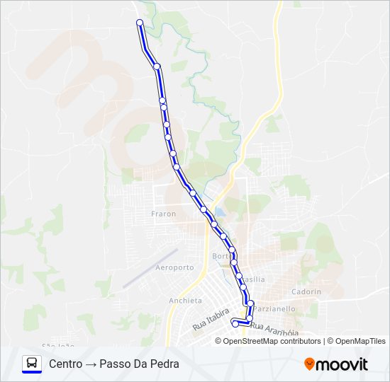 Mapa da linha 109 PASSO DA PEDRA / CENTRO de ônibus