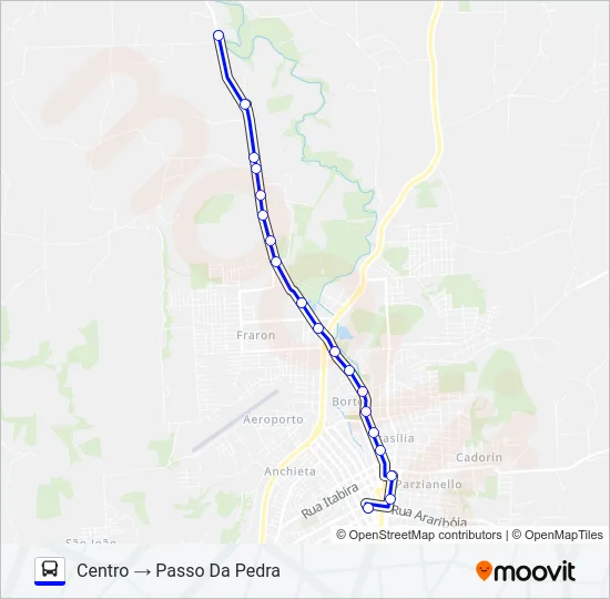 109 PASSO DA PEDRA / CENTRO Bus Line Map