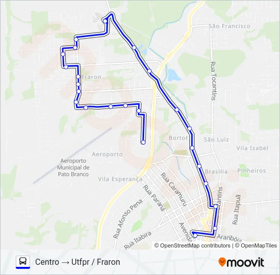 111 FRARON / CENTRO (VIA UTFPR) Bus Line Map