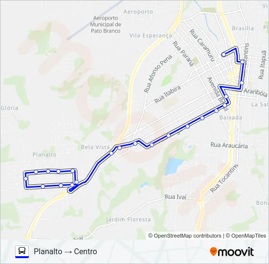 112 PLANALTO / CENTRO (VIA RUA XINGU) Bus Line Map