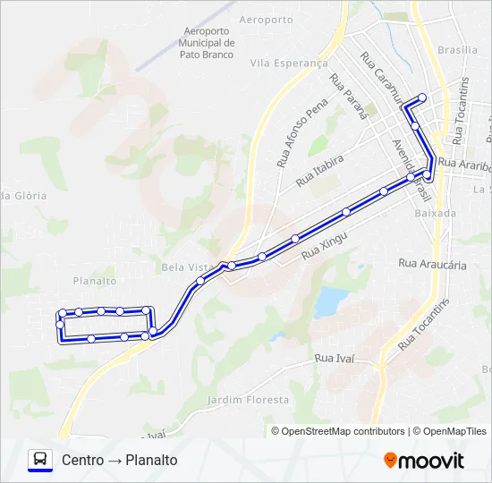 112 PLANALTO / CENTRO (VIA RUA XINGU) Bus Line Map