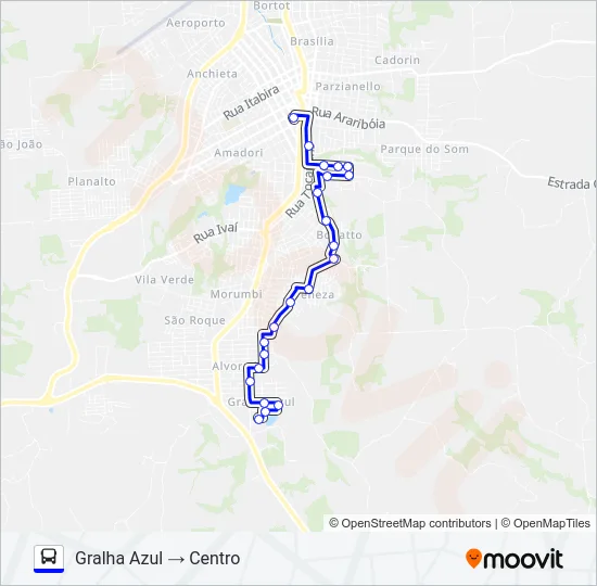 108 GRALHA AZUL / CENTRO (VIA BONATTO) Bus Line Map