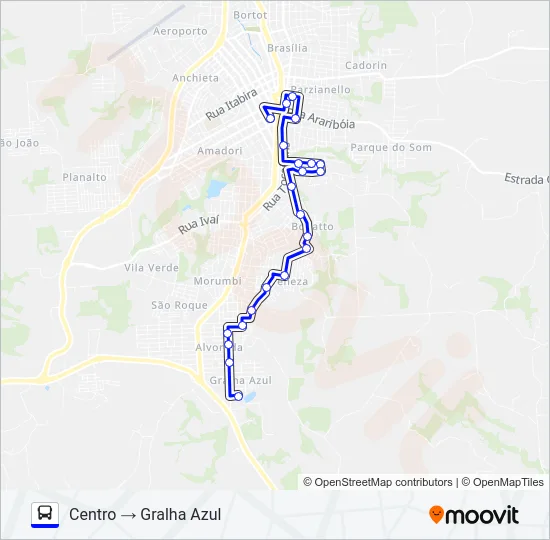 108 GRALHA AZUL / CENTRO (VIA BONATTO) Bus Line Map