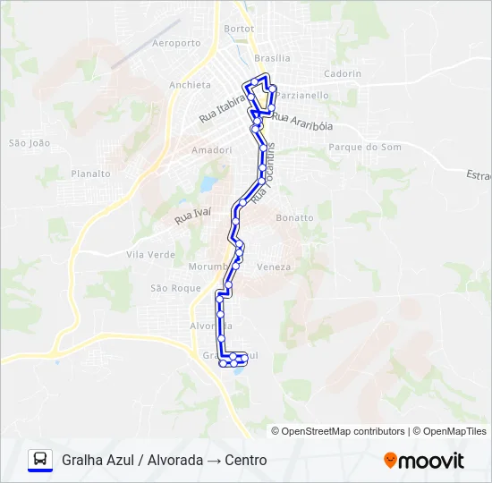 103 GRALHA AZUL / CENTRO (VIA ALVORADA) Bus Line Map