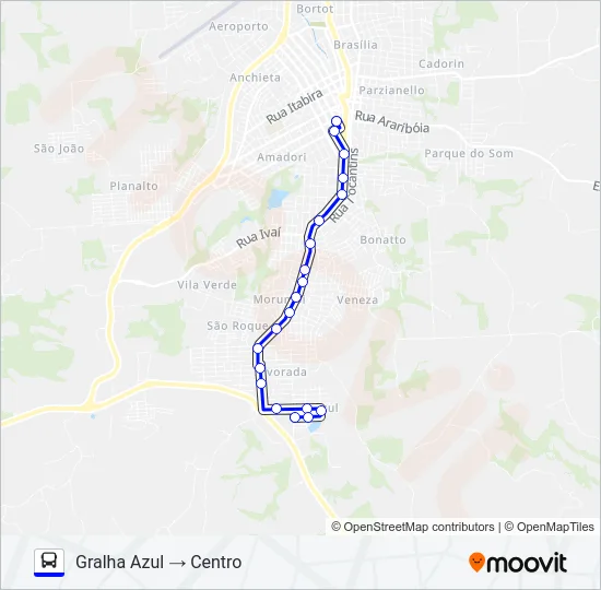 103 GRALHA AZUL / CENTRO (VIA ALVORADA) Bus Line Map