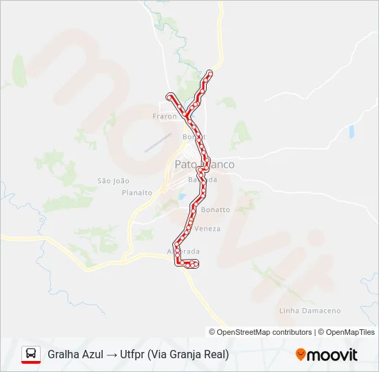 101 GRALHA AZUL / PARQUE INDUSTRIAL (UTFPR / FADEP) Bus Line Map