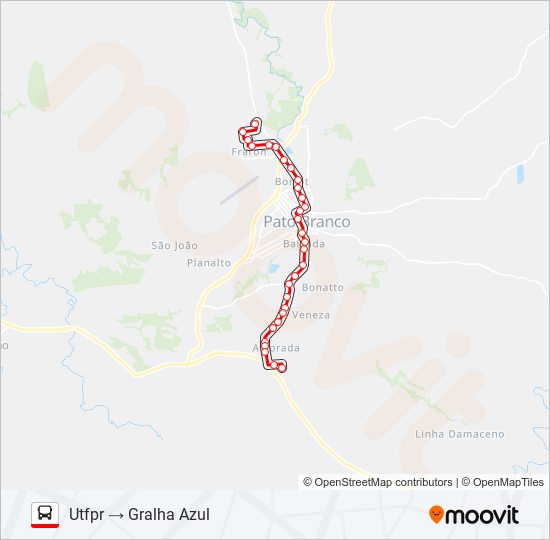 101 GRALHA AZUL / PARQUE INDUSTRIAL (UTFPR / FADEP) bus Line Map