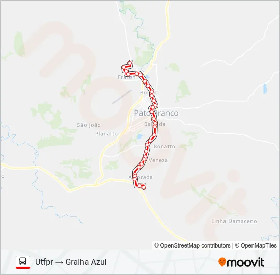 101 GRALHA AZUL / PARQUE INDUSTRIAL (UTFPR / FADEP) Bus Line Map