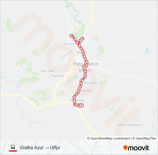 101 GRALHA AZUL / PARQUE INDUSTRIAL (UTFPR / FADEP) Bus Line Map