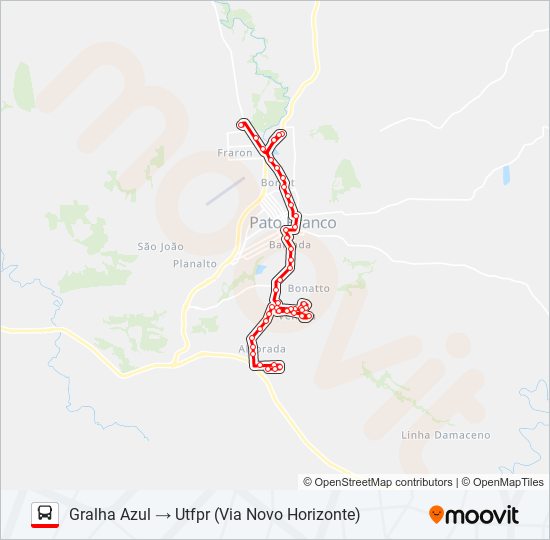 101 GRALHA AZUL / PARQUE INDUSTRIAL (UTFPR / FADEP) bus Line Map