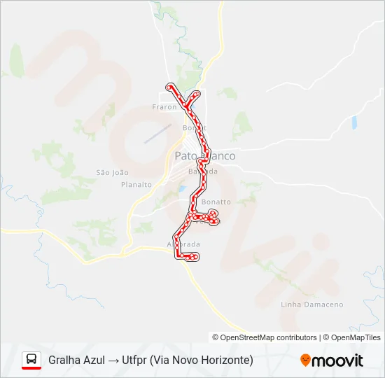 101 GRALHA AZUL / PARQUE INDUSTRIAL (UTFPR / FADEP) Bus Line Map