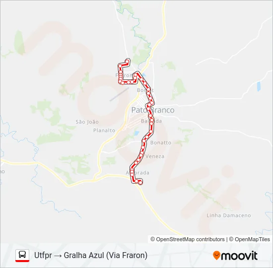 101 GRALHA AZUL / PARQUE INDUSTRIAL (UTFPR / FADEP) Bus Line Map