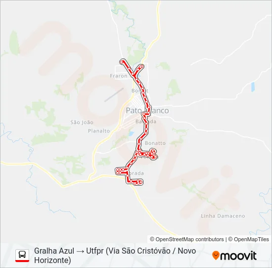 101 GRALHA AZUL / PARQUE INDUSTRIAL (UTFPR / FADEP) Bus Line Map