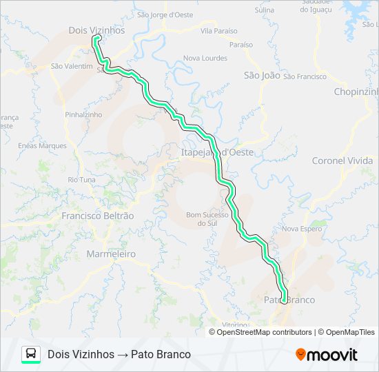 1086-500 PATO BRANCO / DOIS VIZINHOS (VIA ITAPEJARA) bus Line Map