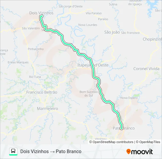 1086-500 PATO BRANCO / DOIS VIZINHOS (VIA ITAPEJARA) Bus Line Map