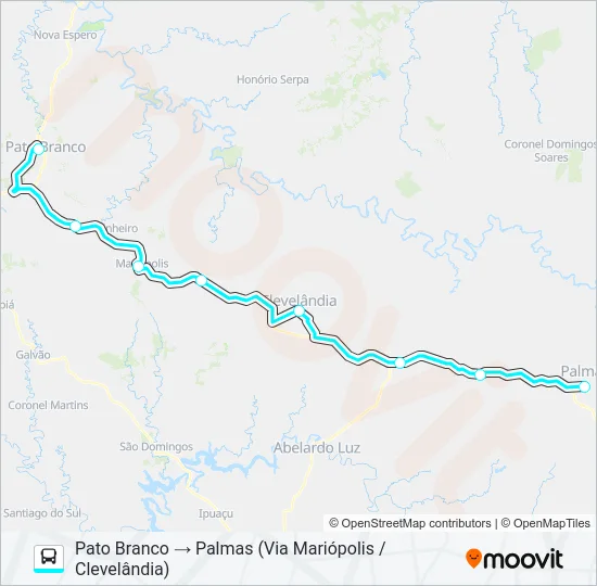 0526-560 PATO BRANCO / PALMAS Bus Line Map