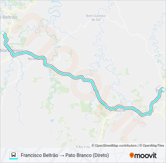 Mapa da linha 0515-500 PATO BRANCO / FRANCISCO BELTRÃO de ônibus