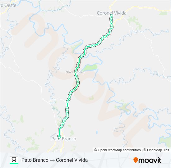 Mapa da linha 1045-400 PATO BRANCO / CORONEL VIVIDA de ônibus