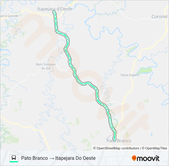 Mapa da linha 1086-450 PATO BRANCO / ITAPEJARA DO OESTE de ônibus