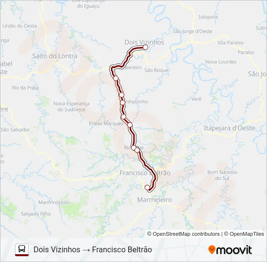 0513-500 FRANCISCO BELTRÃO / DOIS VIZINHOS Bus Line Map